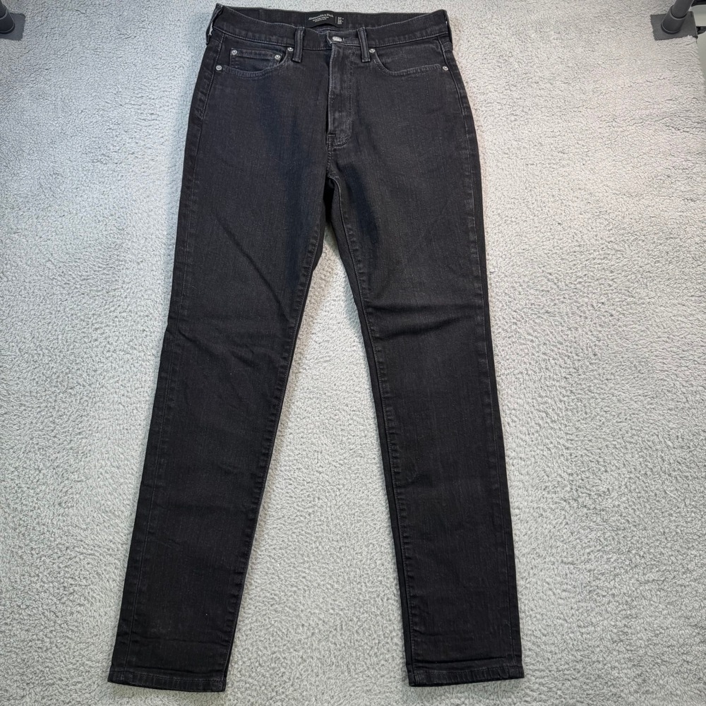 Abercrombie & Fitch Mens Athletic Slim Signature Stretch Black Jeans 31x30